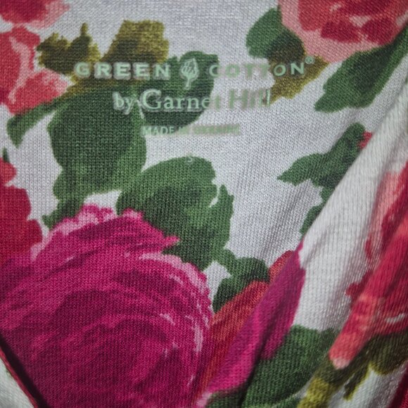 Garnet Hill Green Cotton Rose Print Dress Sz S-M Floral Fairycore Cottagecore - Picture 7 of 13